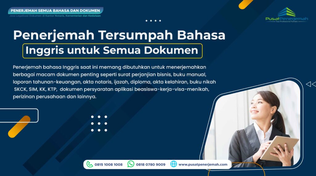Penerjemah Tersumpah Inggris Semua Dokumen di Jakarta